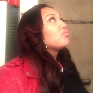 Red vegan leather classic leather jacket